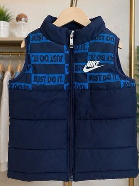 Nike Kids Navy and Royal Blue 'Just Do It.' Puffer Vest